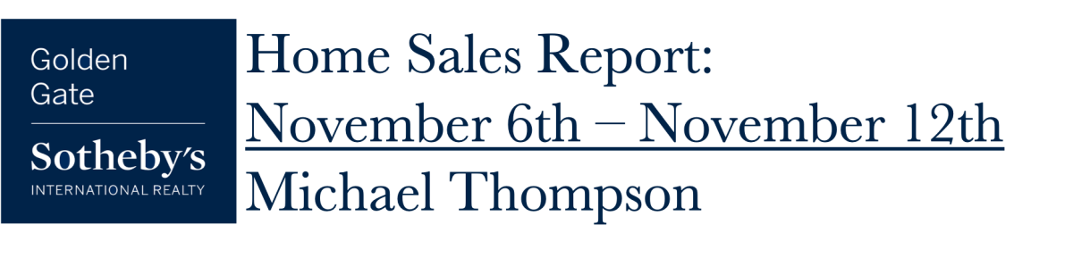 Home Sales Report: November 6th – November 12th 2019 Alameda, Berkeley, Castro Valley, El Cerrito, Emeryville, Oakland & San Leandro